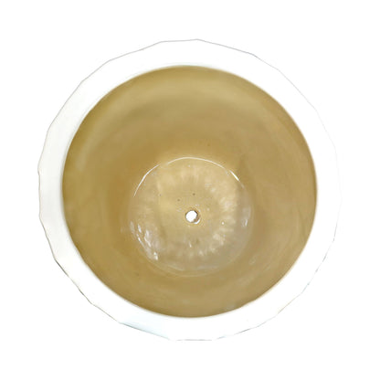 White Honeycomb Pattern Ceramic Planter - 13.5" -