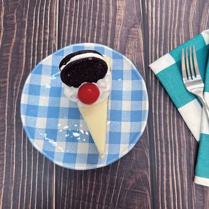 Gingham 6" Melamine Plates, Blue