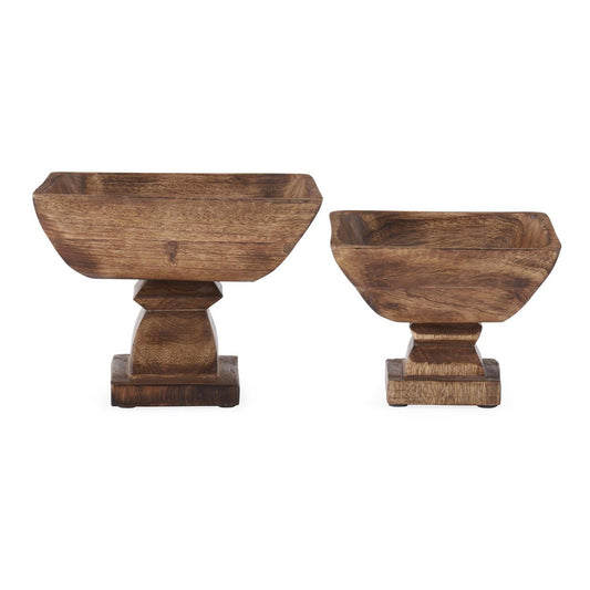 Wood pedestal bowls