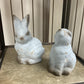 6" weathered blue terracotta bunnies