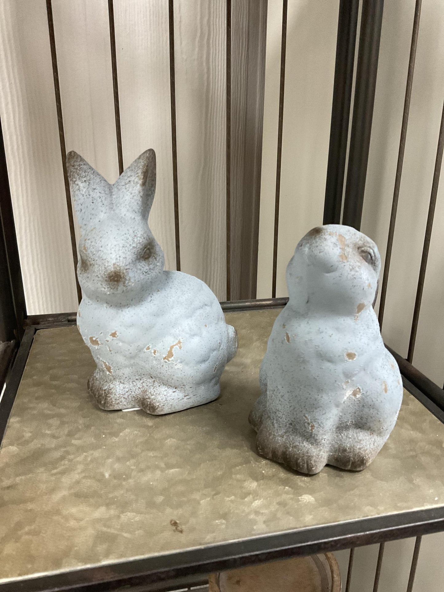 6" weathered blue terracotta bunnies