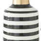 Black and white striped ceramic vase w gold