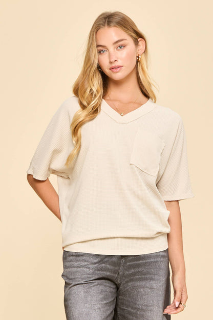 Two Tone Waffle Knit Top