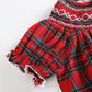 Red Christmas Plaid Smocked Bishop Dress
