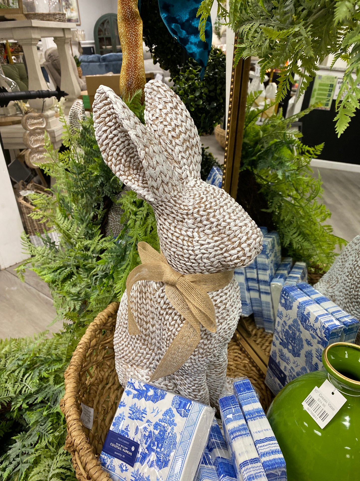 Resin woven rabbit