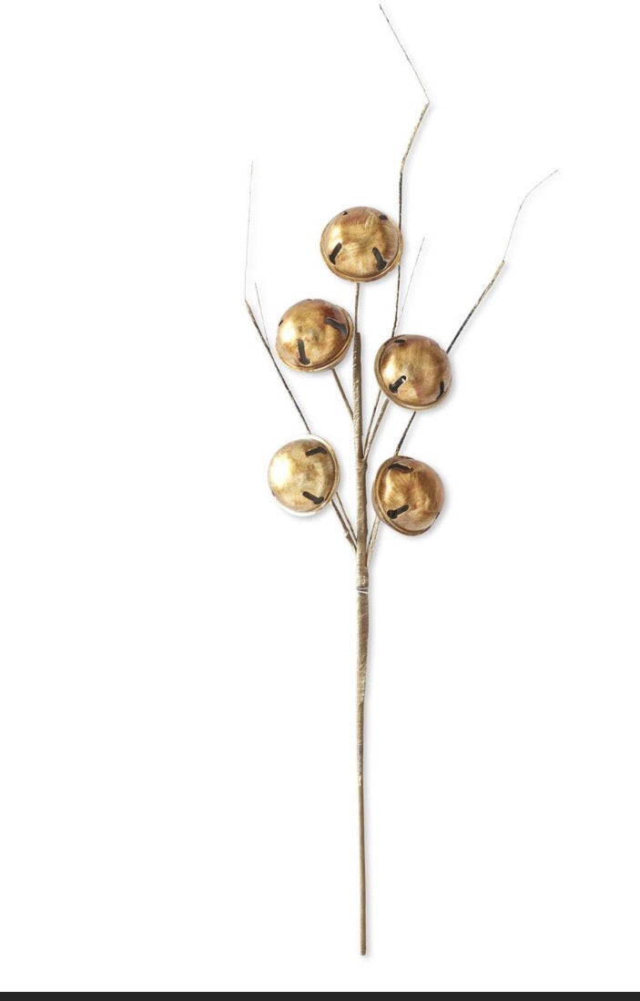 26 Inch Antiqued Gold Bells Branch