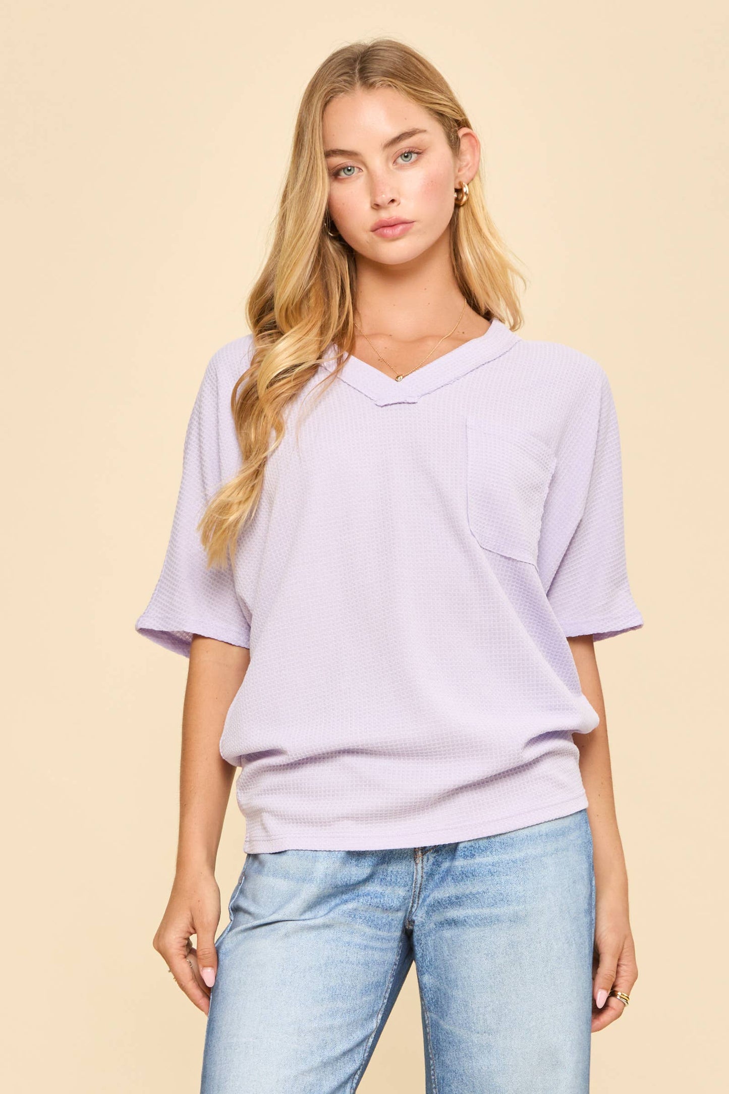 Two Tone Waffle Knit Top