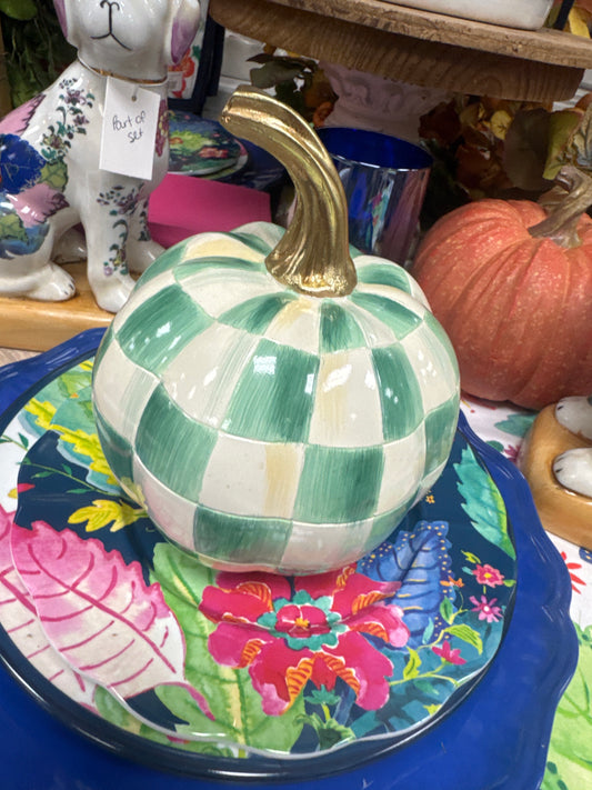 Emerald check mini pumpkin