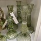 Vintage Green Hobnail Candlesticks