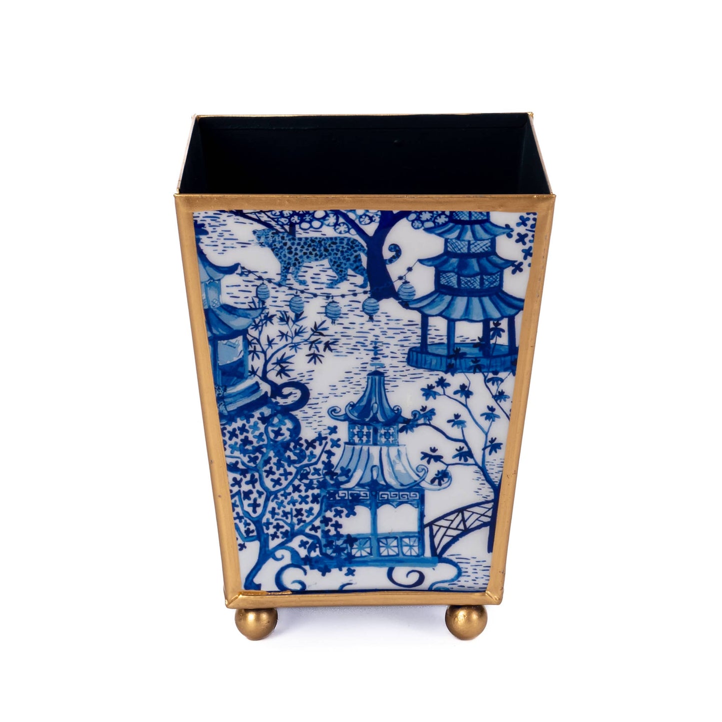 Garden Party Enameled Square Cachepot Planter