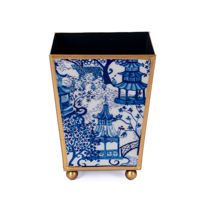 Garden Party Enameled Square Cachepot Planter