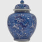 Blue and white floral crane ceramic chinoiserie ginger jar