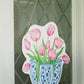 Chinoiserie Tulip Door Hanger Blue/White/Pink