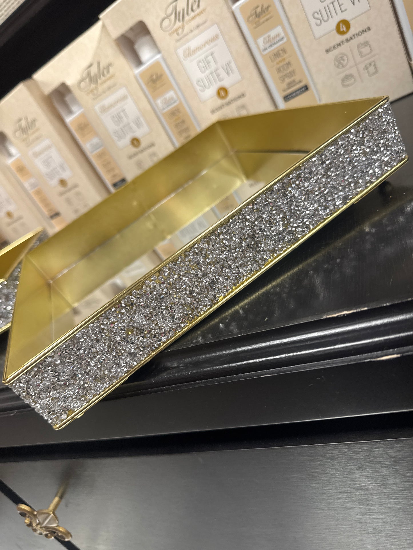 Crystal and gold tray