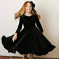 Kids Black Velvet Ruffle Fancy Winter Christmas Party Dress