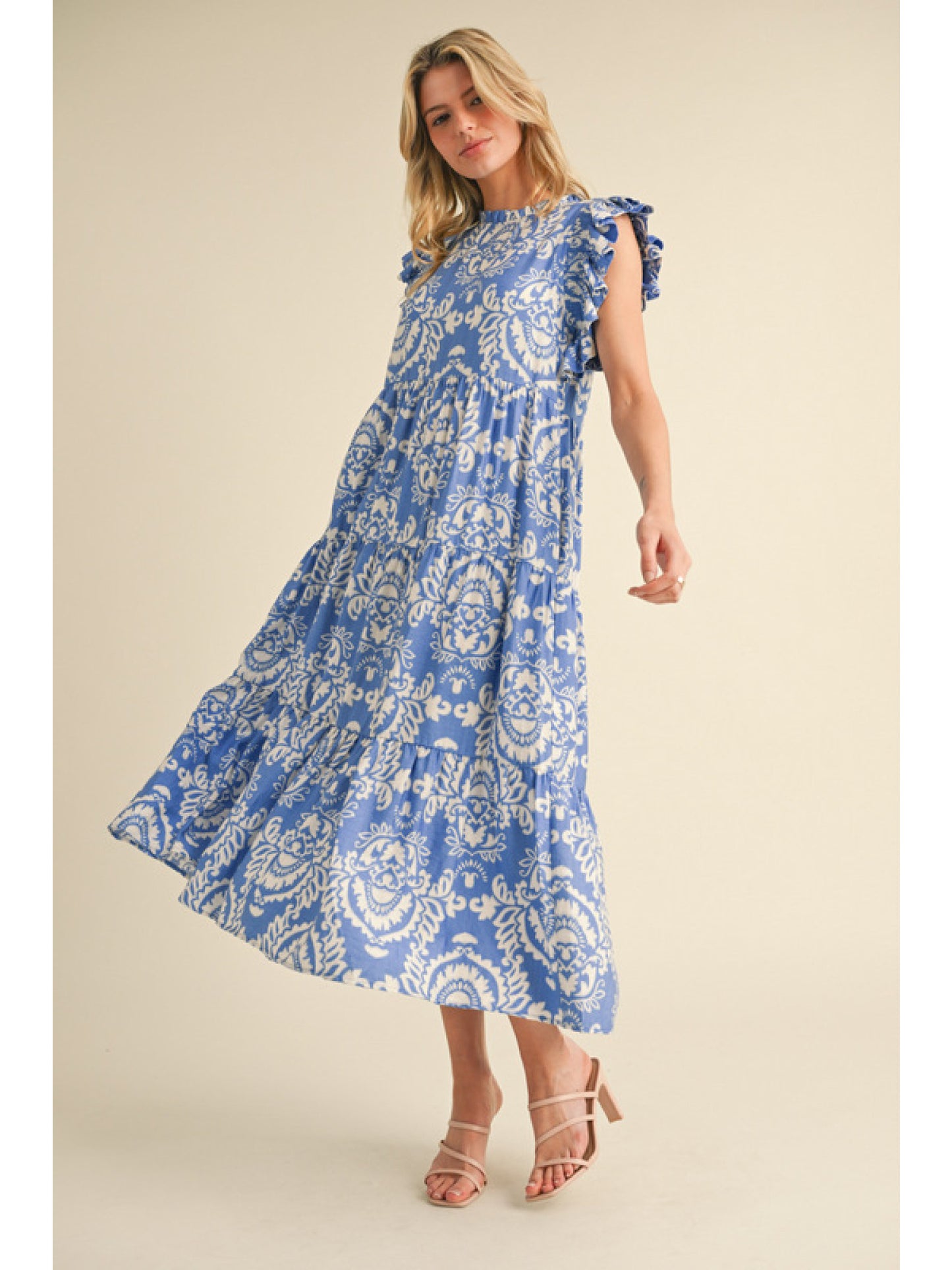 Blue paisley print dress