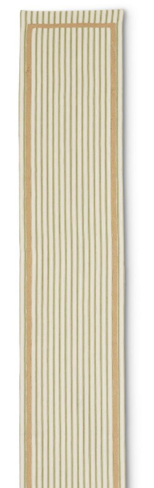 72" Jute Trim Green& Cream Striped Table Runner