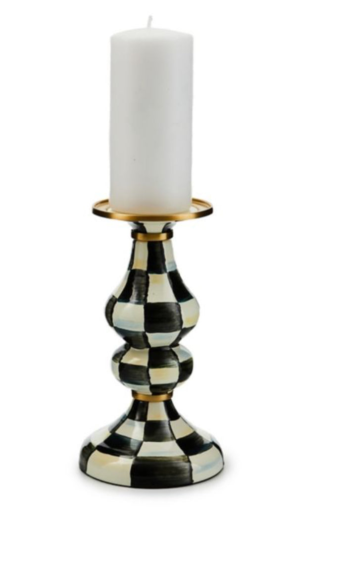 Courtly check medium pillar candlestick