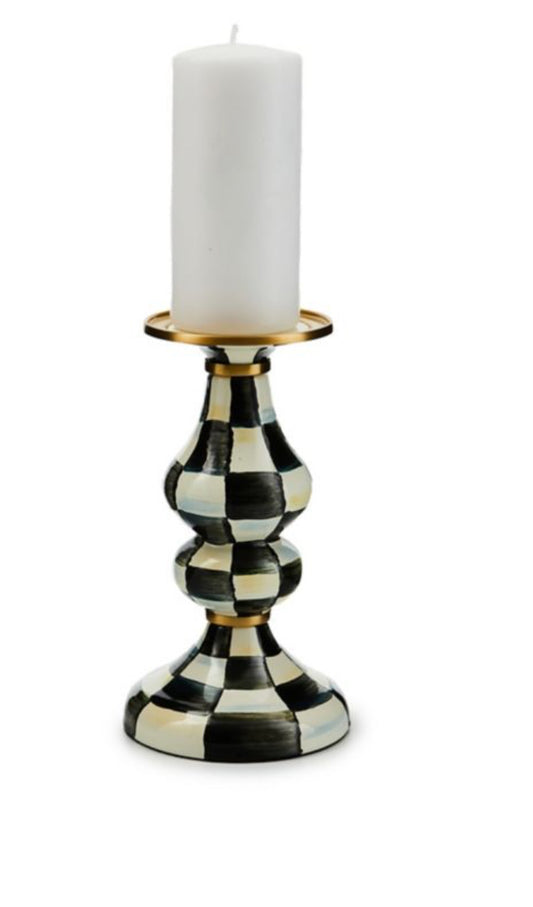 Courtly check medium pillar candlestick