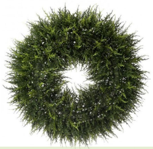 24" UV TWO TONE PE NATURAL CEDAR WREATH