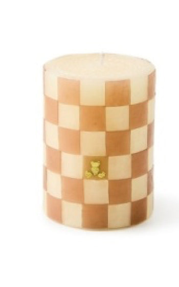 check 4" mocha pillar candle