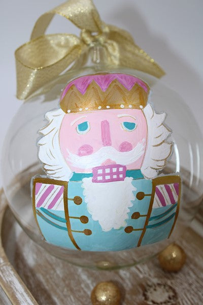 Hand painted glass ornament nutcracker bright s￼