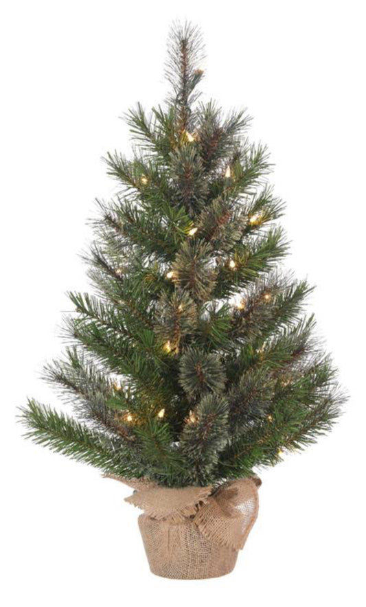30" CASHMERE PINE TREE, PRE-LIT W/35 CLEAR LIGHTS, 76 TIPS, 18" DIAMETER