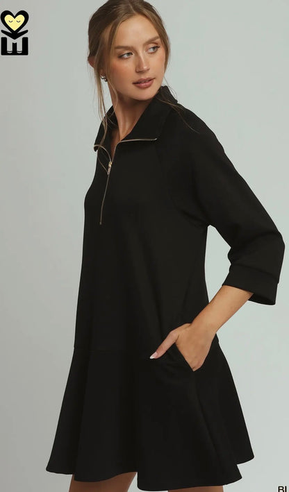 3/4 Sleeve Flare Dress