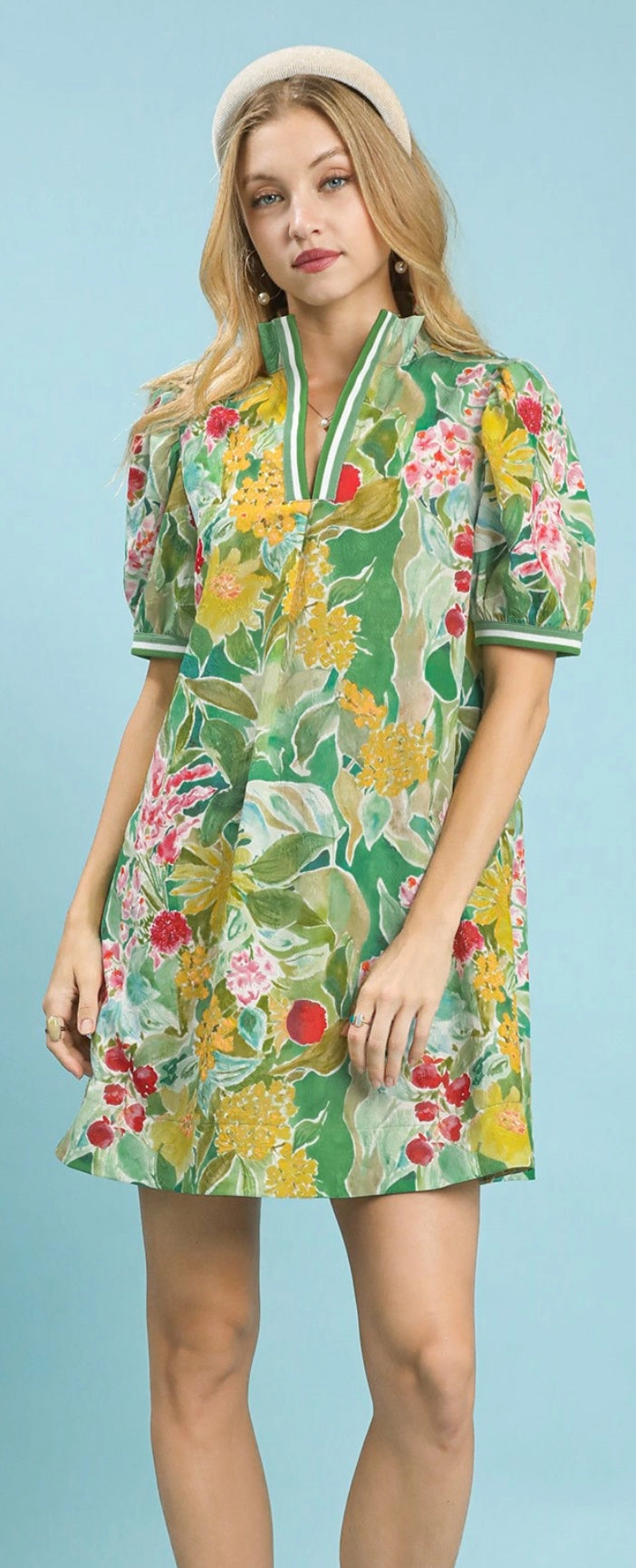 Jacquard Bloomscape Print Mini Dress