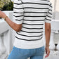 Puffy sleeve crew neck color sweater