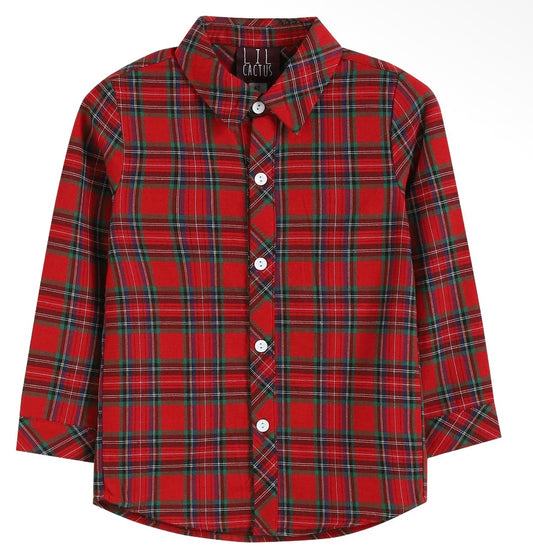 Red and Green Tartan Boy Dress Shirt