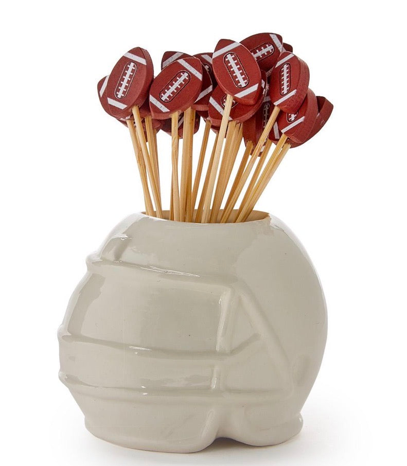 Football Helmet Pick Holder with 20 Football Picks in Gift Box