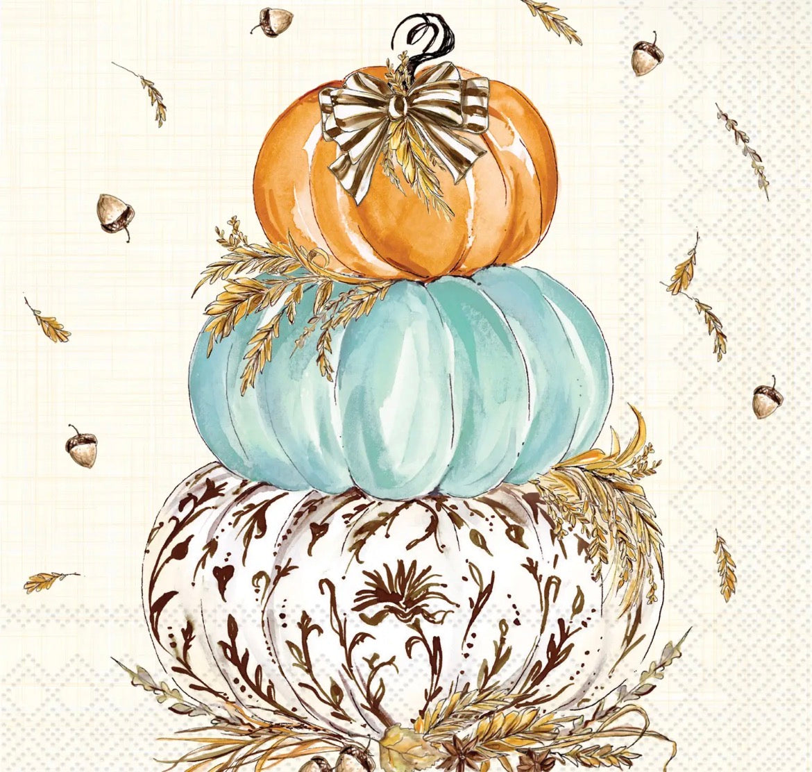 Whimsical Wheat Pumpkins Cocktail Napkins 20 Ct
