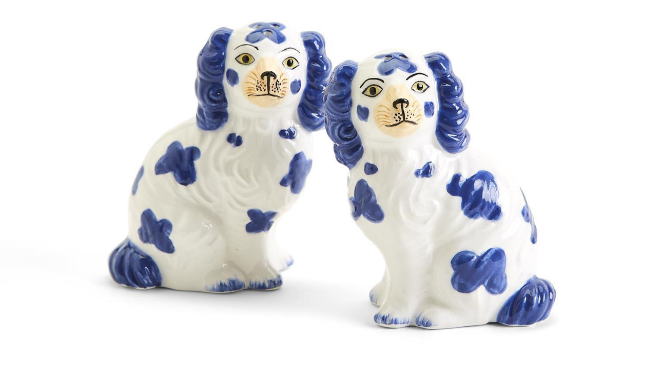 Staffordshire dogs salt and pepper blue or pink