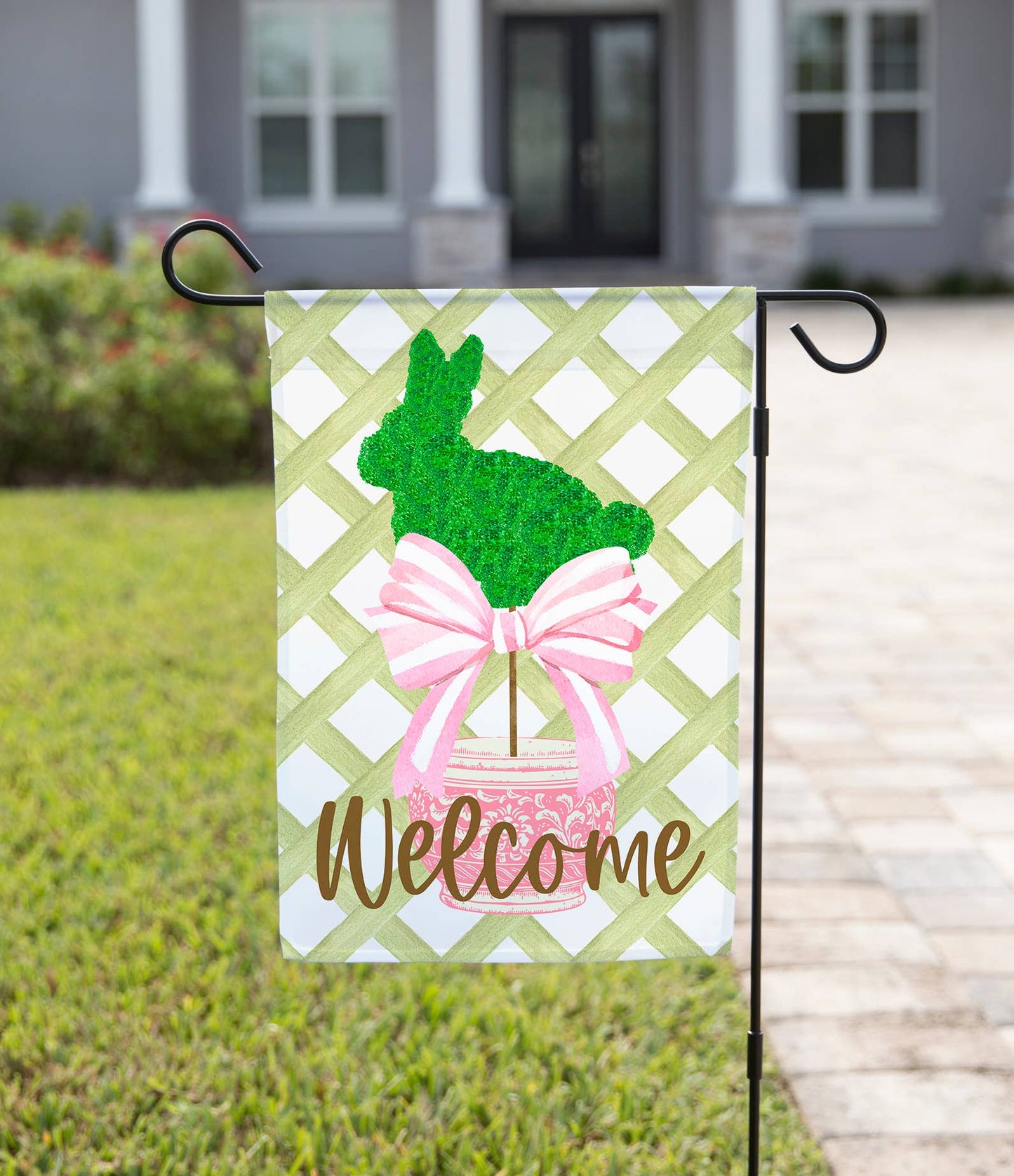 Easter Garden Flag - Bunny Topiary