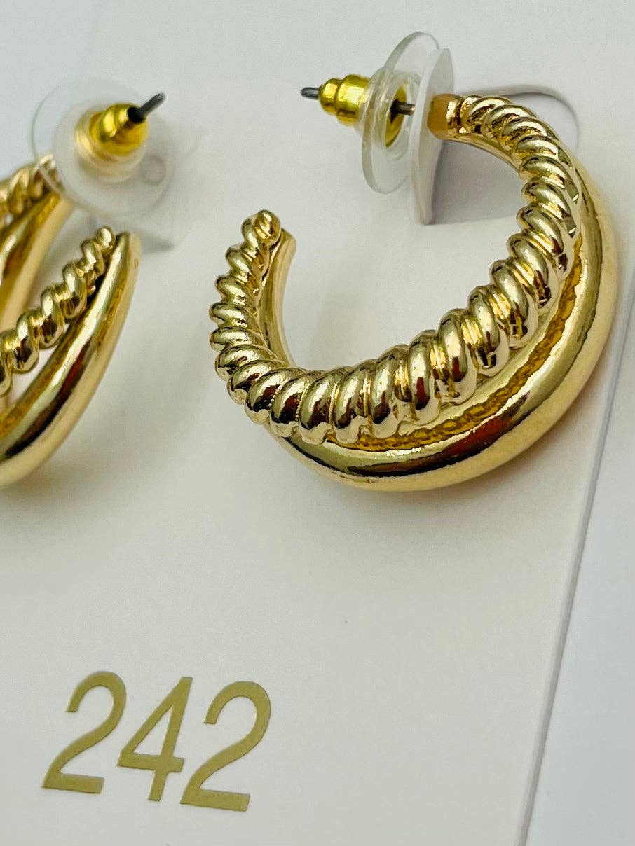 CHIC - Double Texture Hoop (gold) ER702