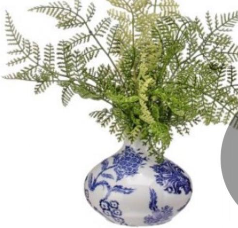 Natural touch fern in ceramic bud vase