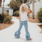 Kids Light Wash Denim Double Ruffle Jeans Pants
