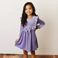 Kids Lavender Velvet bow Ruffle Fancy Holiday Party Dress