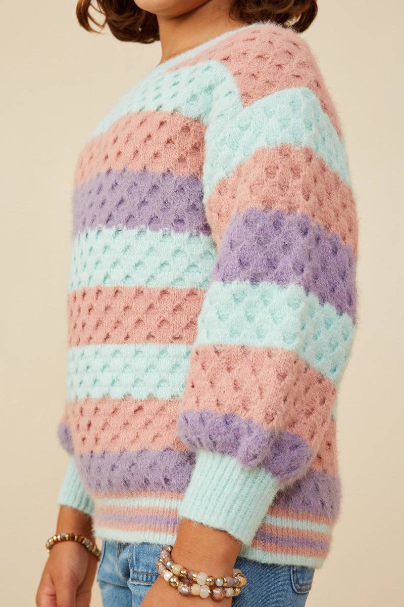 Girls Color Block Chunky Sweater