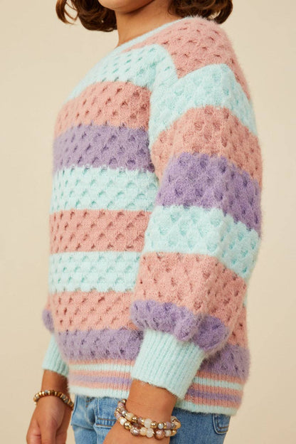 Girls Color Block Chunky Sweater