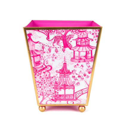 Garden Party Enameled Square Cachepot Planter