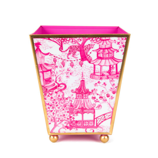 Garden Party Enameled Square Cachepot Planter