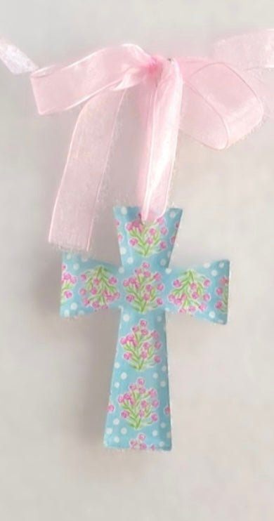 Floral Cutout Acrylic Cross Ornament