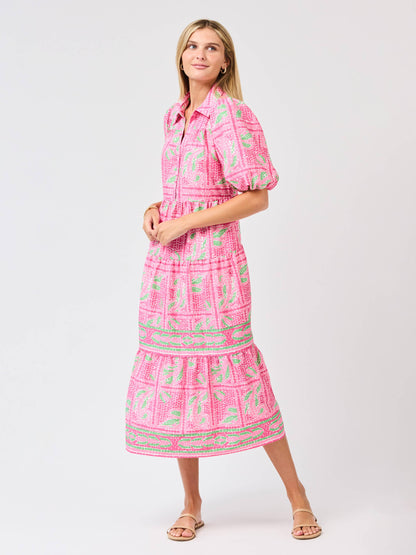 Eloise Dress | Trellis Tiles Pink