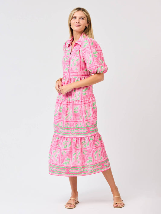 Eloise Dress | Trellis Tiles Pink