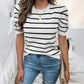 Puffy sleeve crew neck color sweater