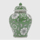 Green and white ceramic chinoiserie ginger jar