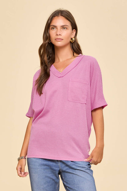 Two Tone Waffle Knit Top