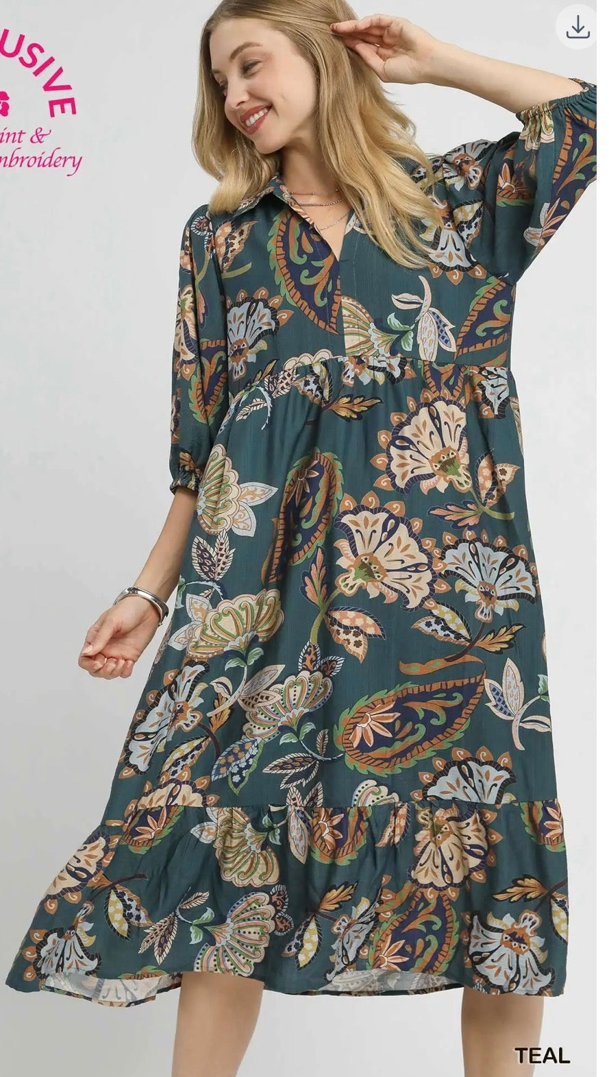 Boho Paisley Tiered Midi Dress